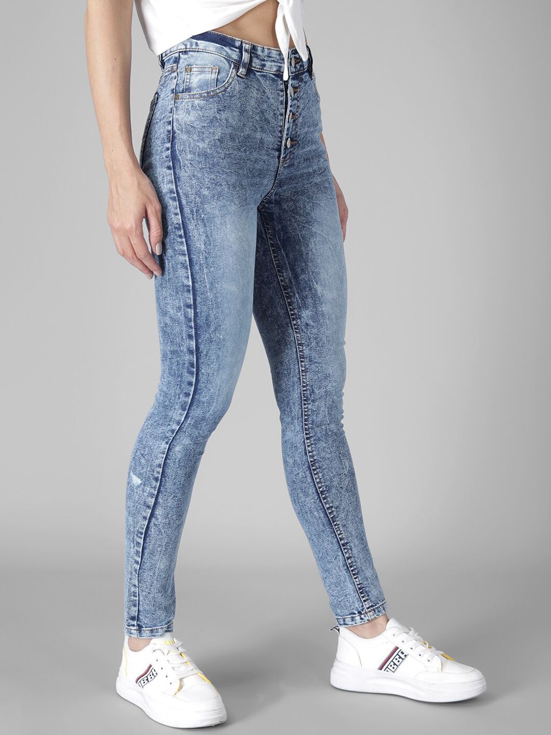 Kotty Women Blue Skinny Fit High-Rise Clean Look Jeans