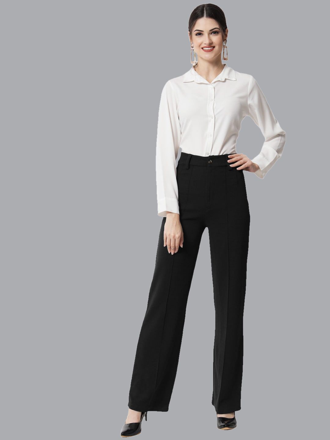 KOTTY BIZwear Women Pack Of 2 Straight Fit High-Rise Easy Wash Parallel Trousers