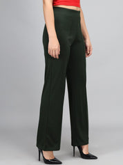 Kotty Women Green High-Rise Bootcut Trousers
