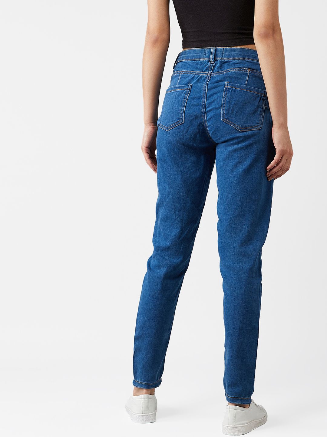 Kotty Women Blue Boyfriend Fit High-Rise Clean Look Jeans