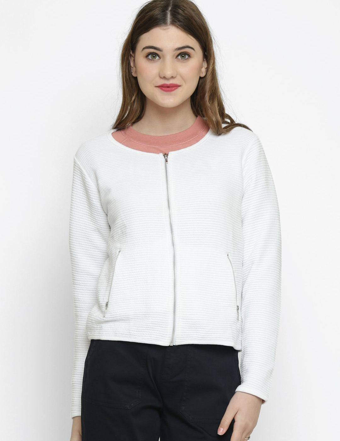 Kotty Women White Solid Tailored Jacket