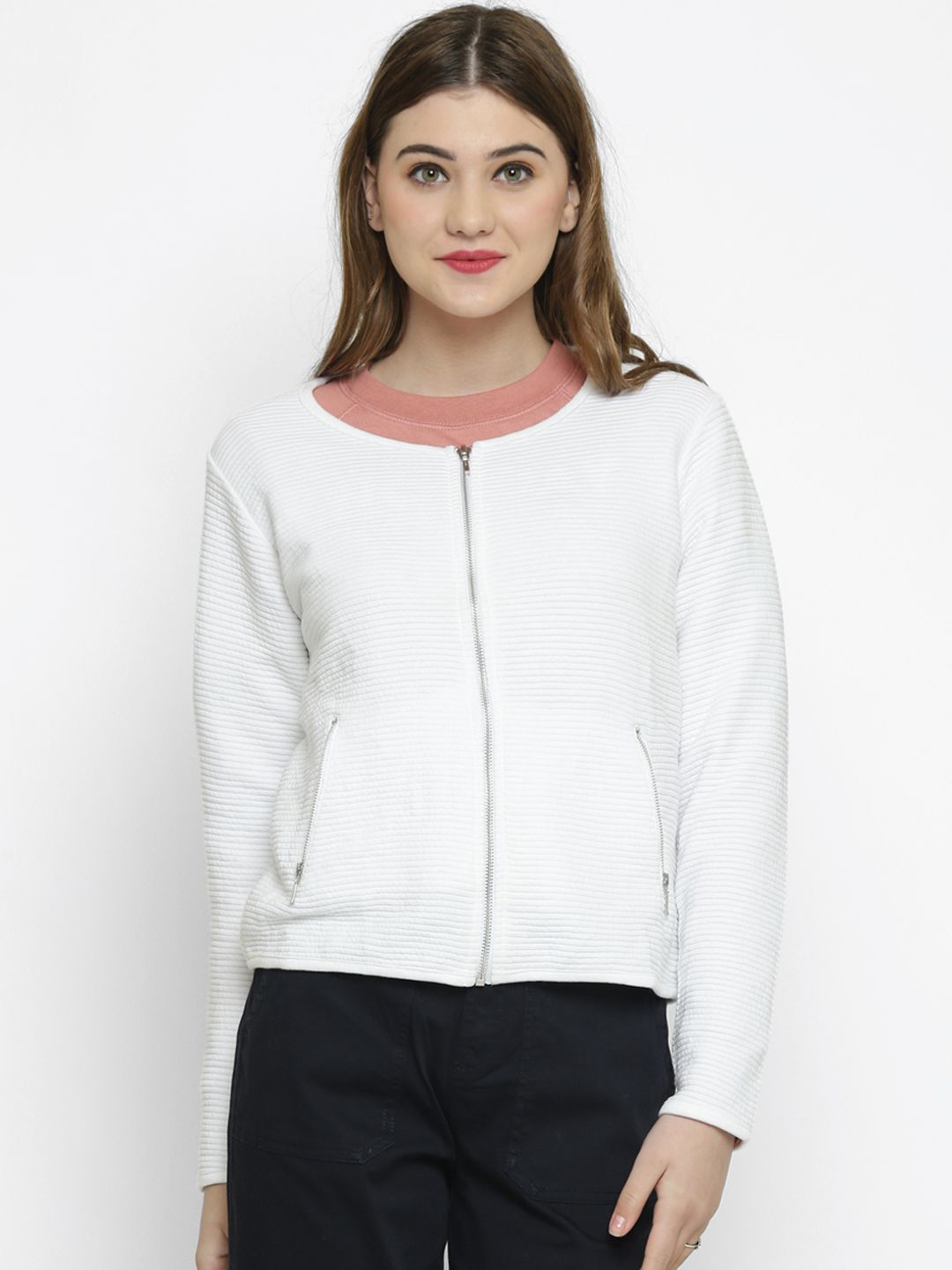 Kotty Women White Solid Tailored Jacket