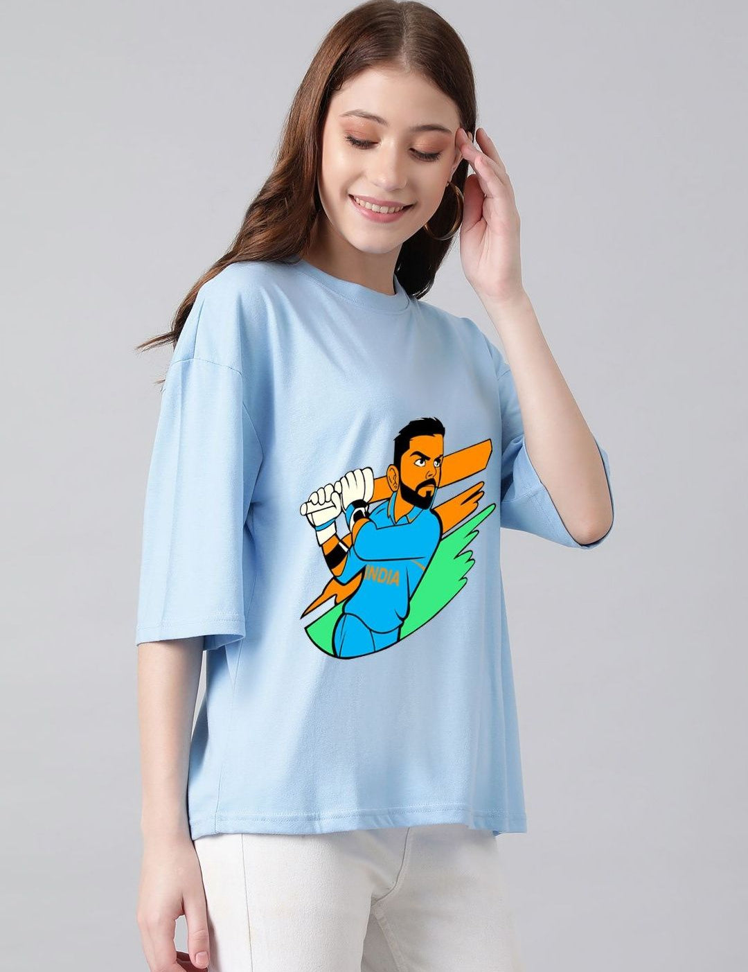 Kotty Women Graphic Printed Round Neck Cotton Oversized T-shirt