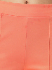 Kotty Women Orange Relaxed Straight Fit Easy Wash Trouser