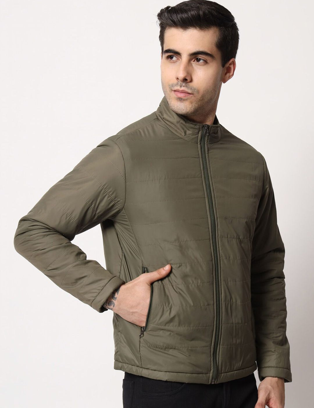 Kotty Men Olive Green Outdoor Padded Jacket