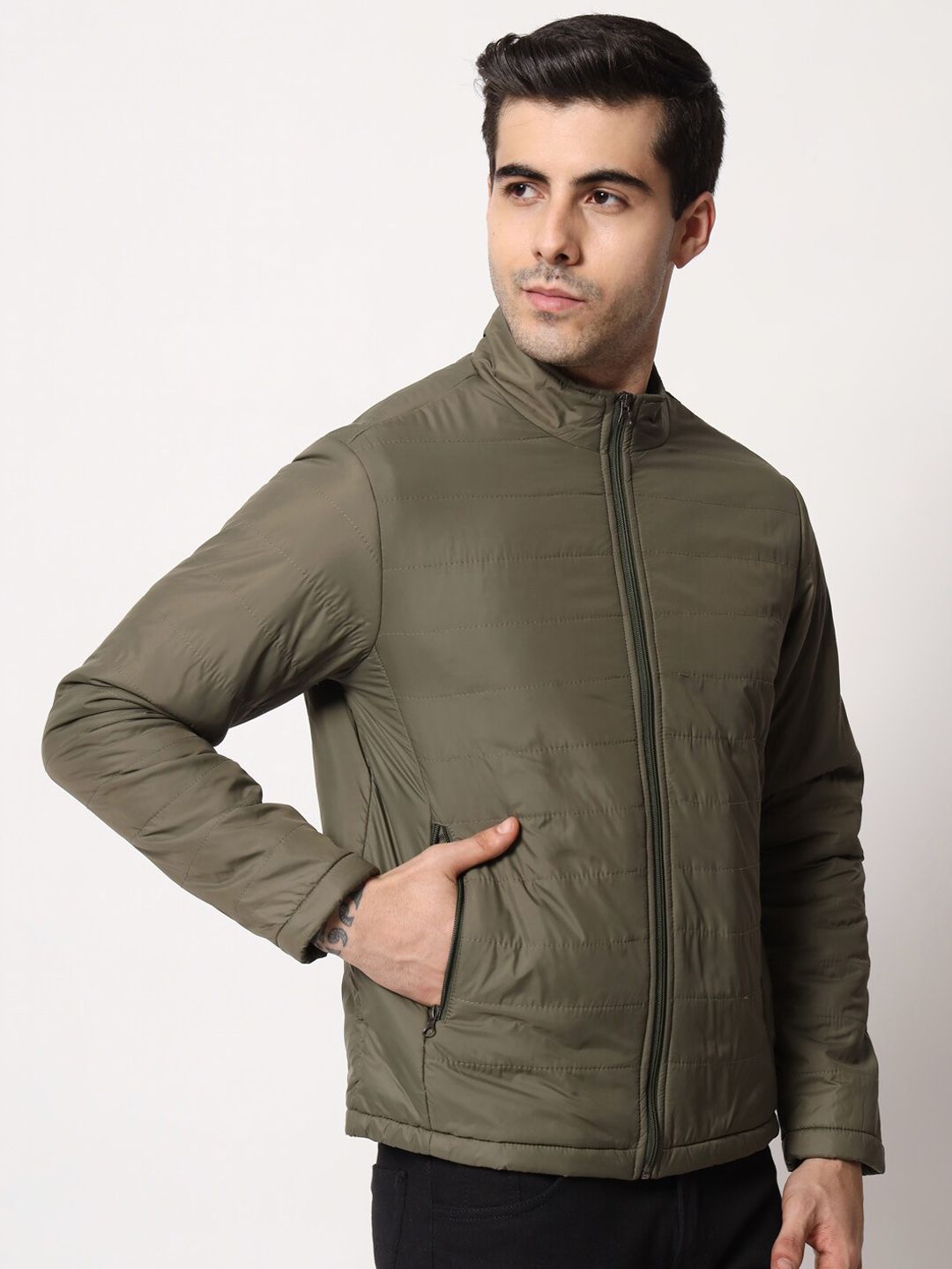 Kotty Men Olive Green Outdoor Padded Jacket