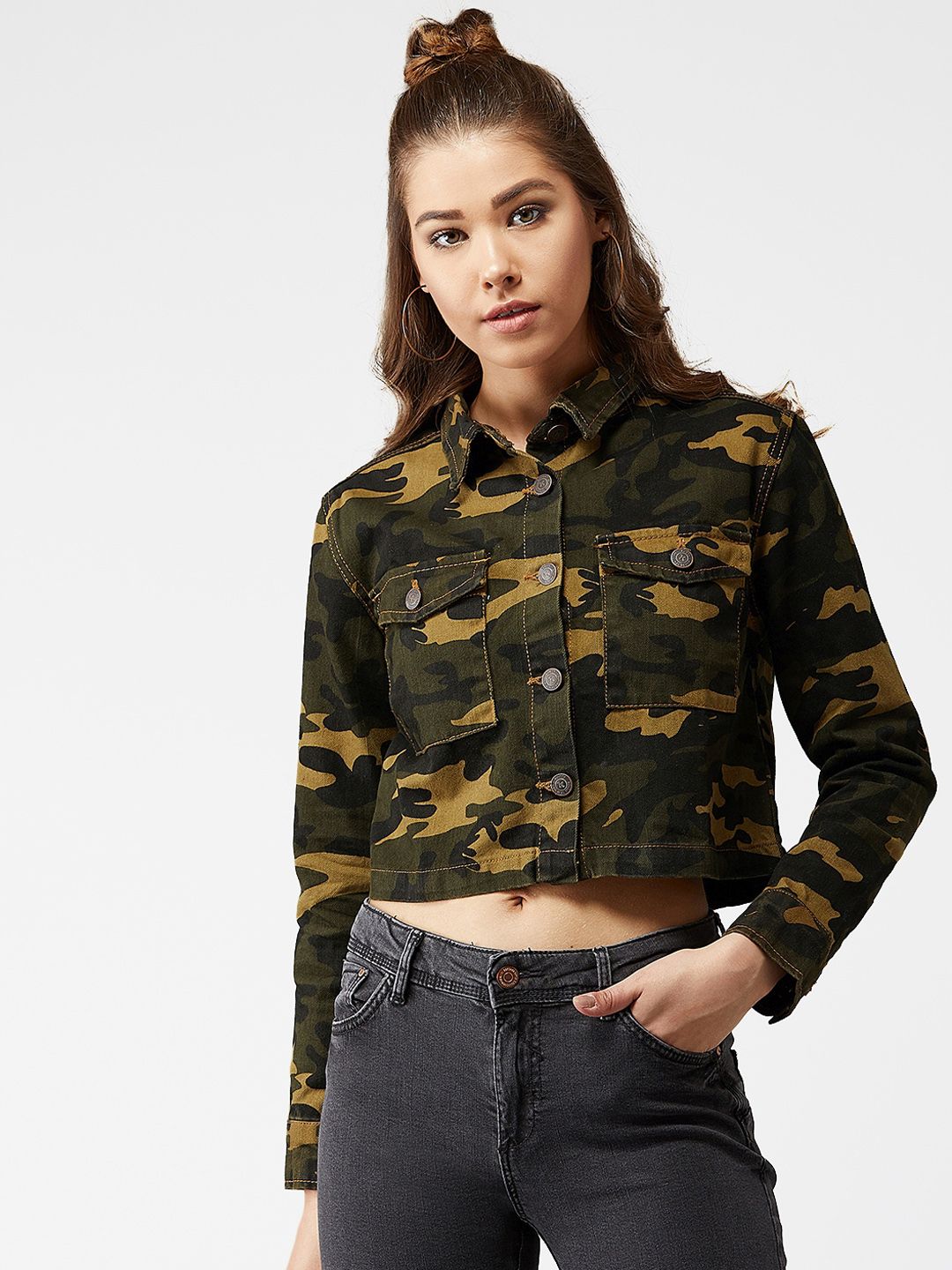 Kotty Women Multicoloured Camouflage Print Tailored Jacket