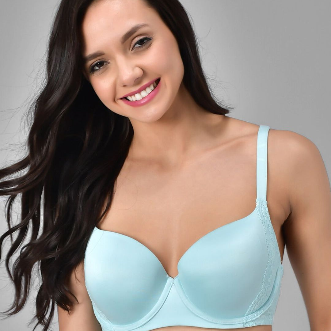 Kotty Turquoise Blue Solid Lightly Padded Underwired T-shirt Bra-KTTWOMENSBRA01