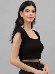Kotty Black Square Neck Crop Top