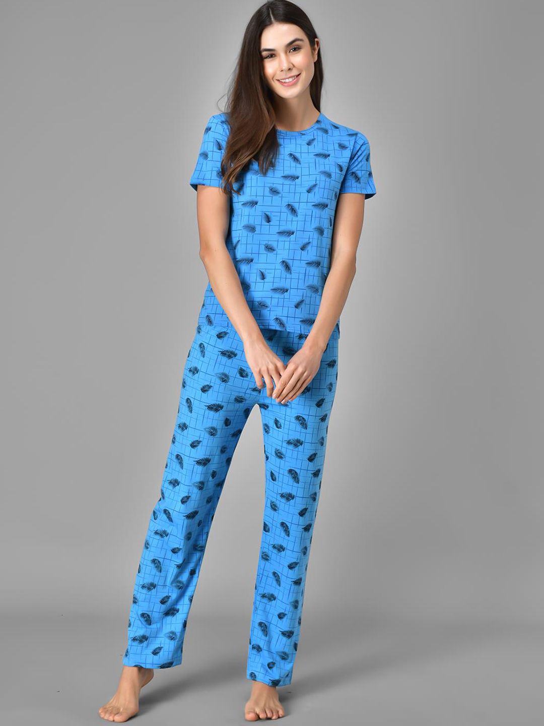 Kotty Women Printed & Checked Pure Cotton Lounge Pants