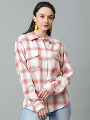 Kotty Tartan Checks Spread Collar Casual Shirt