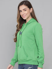 Kotty Women Green Printed Hooded Sweatshirt