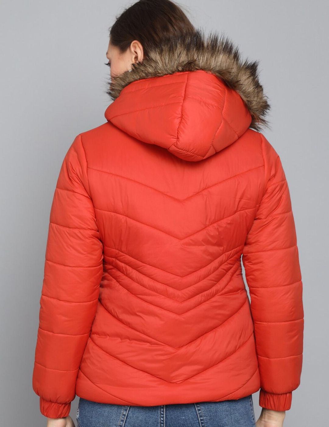 Kotty Women Orange Outdoor Hooded Puffer Jacket