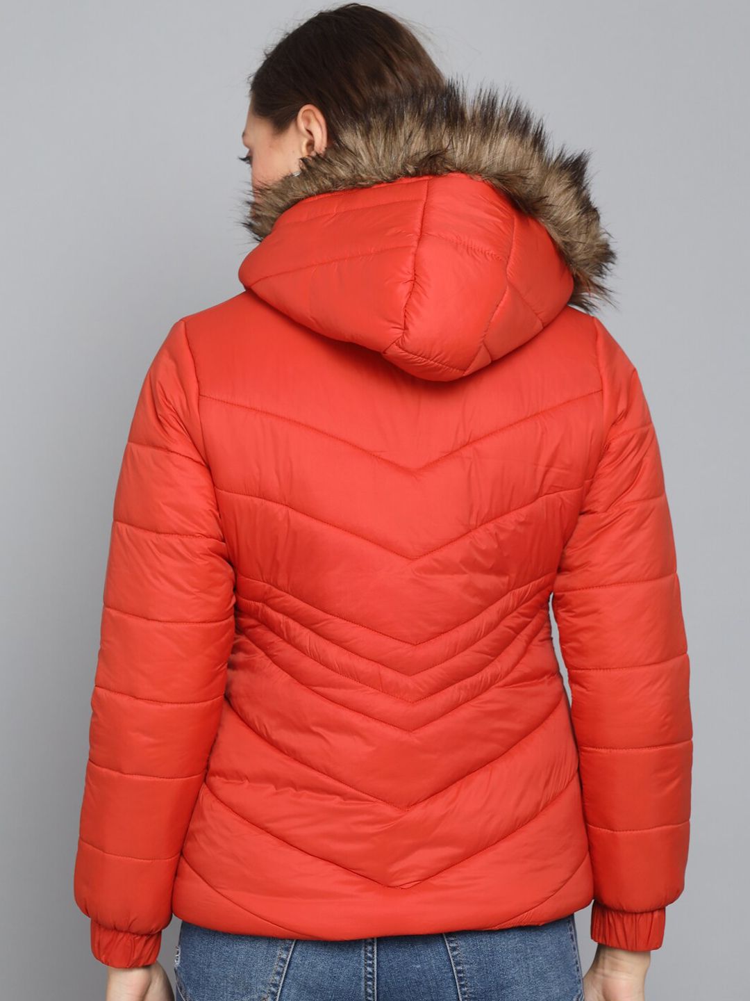 Kotty Women Orange Outdoor Hooded Puffer Jacket