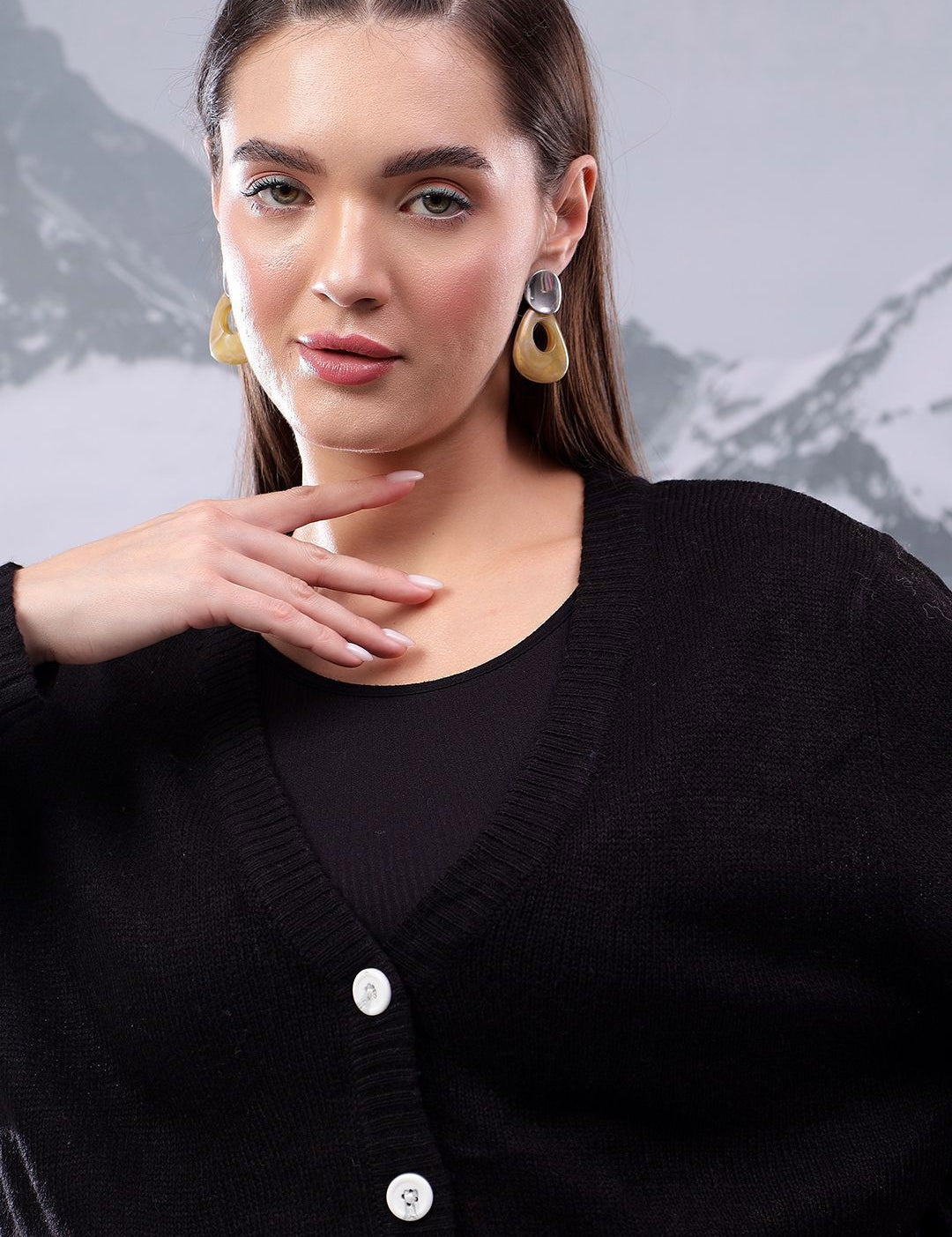 Kotty Women Cotton Round Neck Crop Cardigan