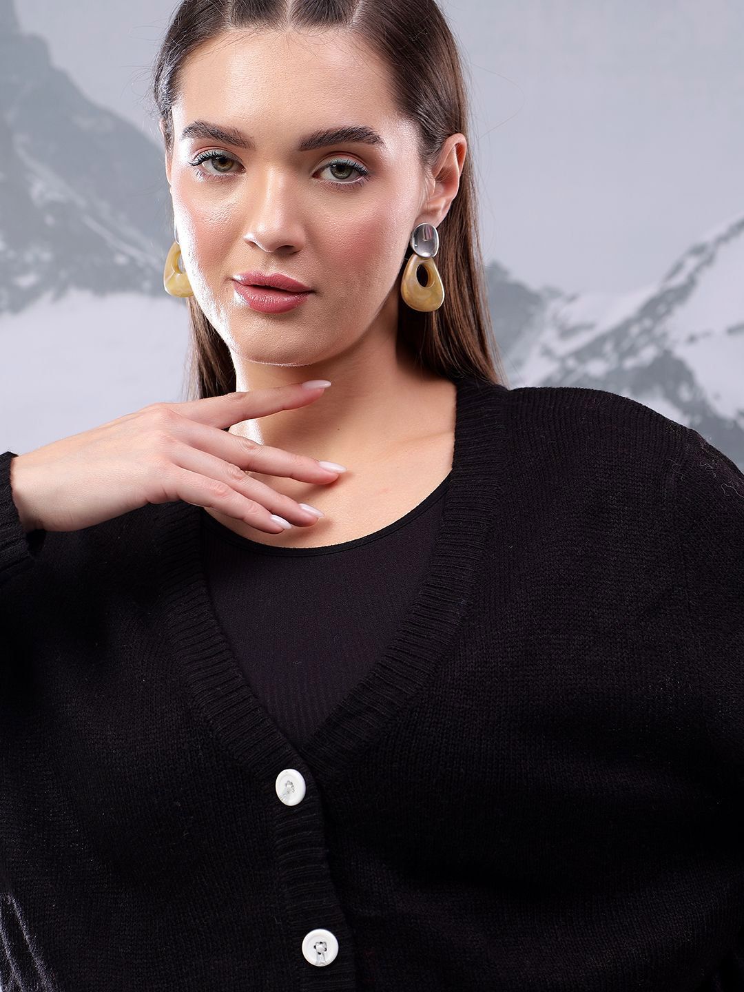 Kotty Women Cotton Round Neck Crop Cardigan