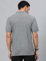 Kotty Grey & Black Colourblocked Polo Collar T-shirt