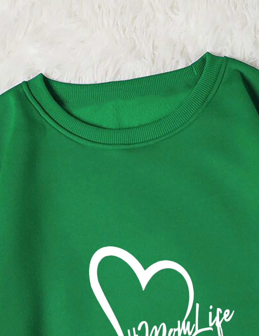 Kotty Green Typography Printed Long Sleeves Fleece Pullover Sweatshirt