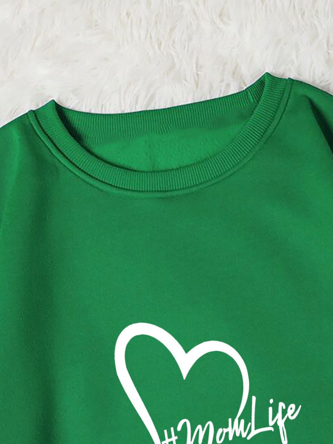 Kotty Green Typography Printed Long Sleeves Fleece Pullover Sweatshirt