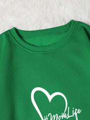 Kotty Green Typography Printed Long Sleeves Fleece Pullover Sweatshirt