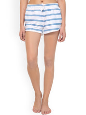 Kotty Women Grey & Pink Striped Lounge Shorts KTTSLEEPSHORTS197