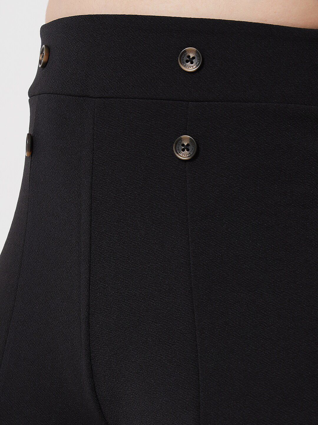 Kotty Women Black Relaxed Straight Fit High-Rise Easy Wash Trousers