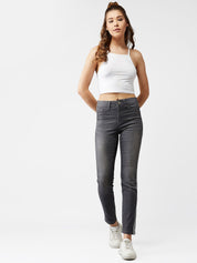 Kotty Women Grey Skinny Fit High-Rise Clean Look Stretchable Jeans