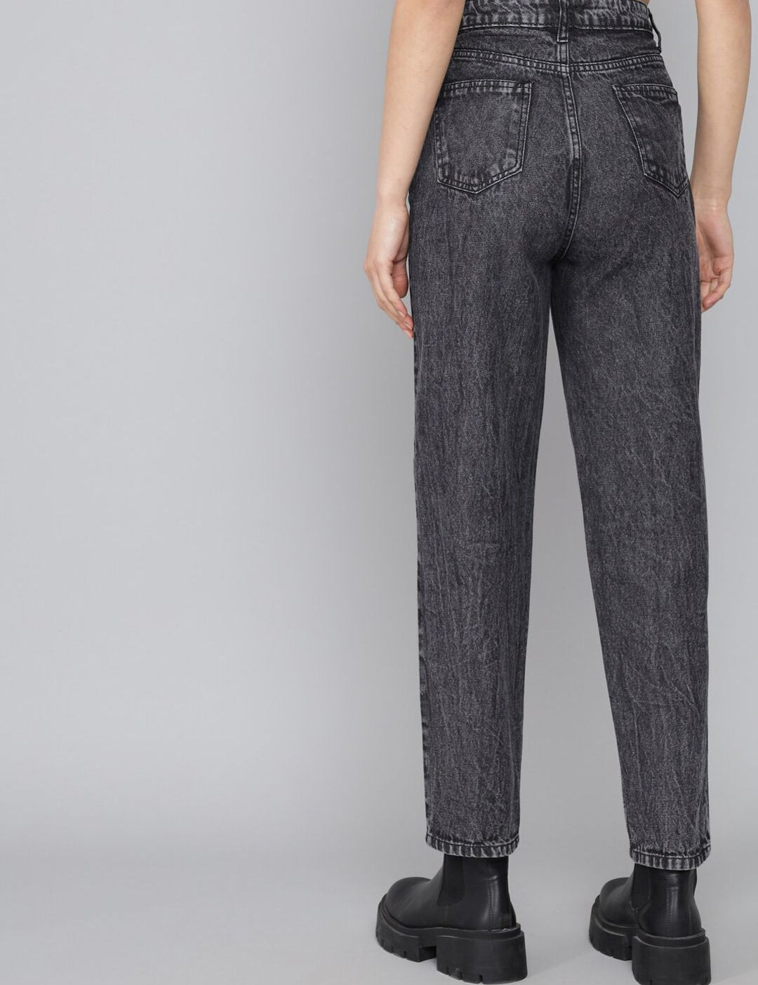 Kotty Women Black High-Rise Heavy Fade Acid Wash Non Stretchable Jeans