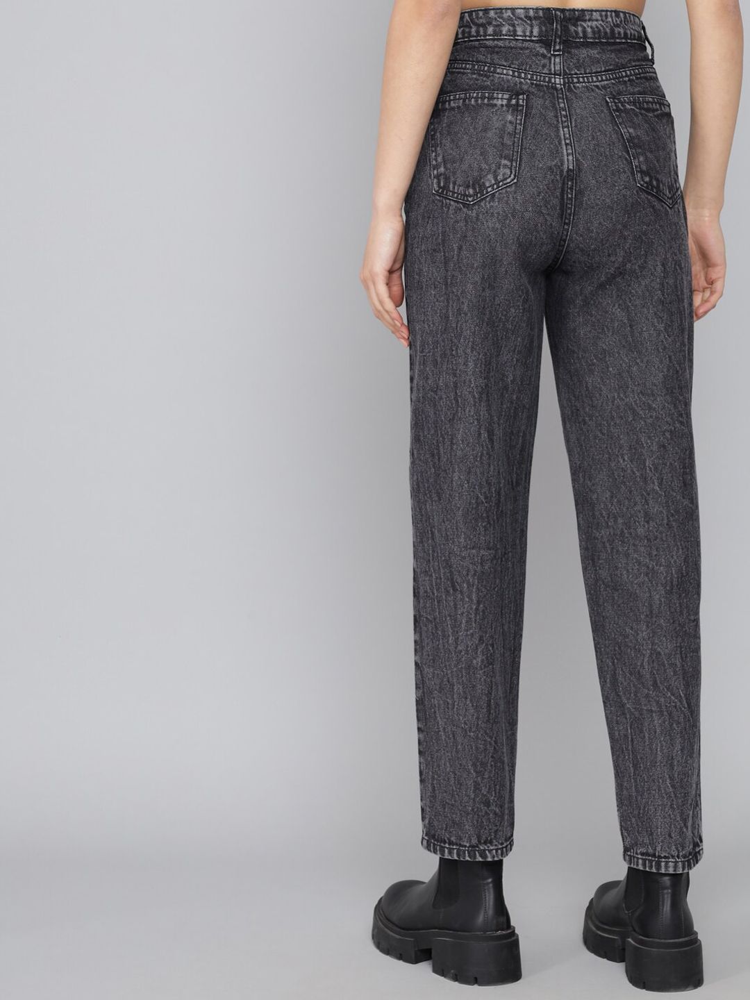 Kotty Women Black High-Rise Heavy Fade Acid Wash Non Stretchable Jeans