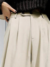 KOTTY BIZwear Women Relaxed Straight Leg Straight Fit Easy Wash Pleated Parallel Trousers