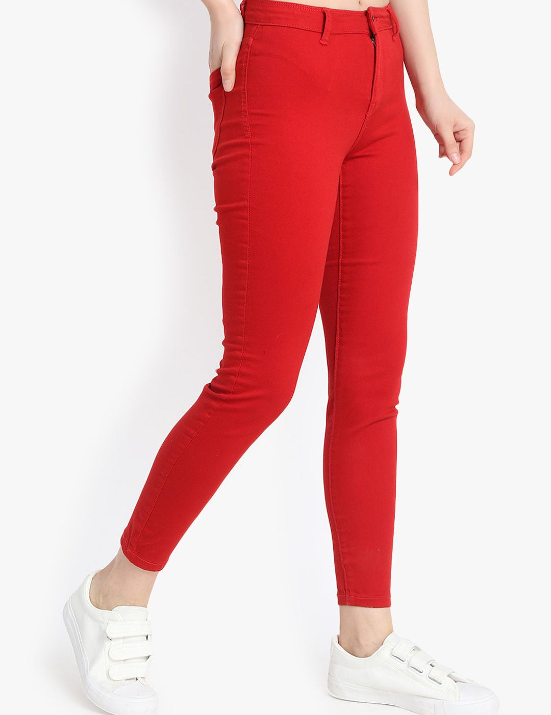 Kotty Women Red Skinny Fit High-Rise Clean Look Jeans