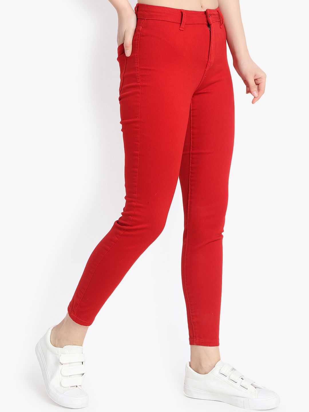 Kotty Women Red Skinny Fit High-Rise Clean Look Jeans