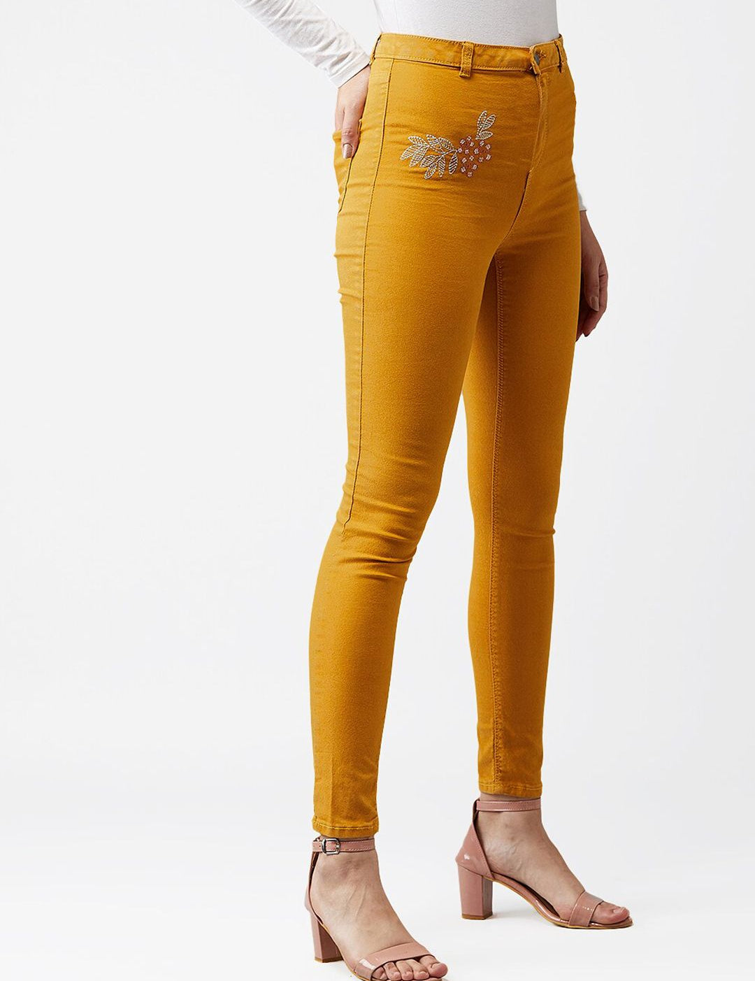 Kotty Women Yellow Skinny Fit High-Rise Clean Look Jeans