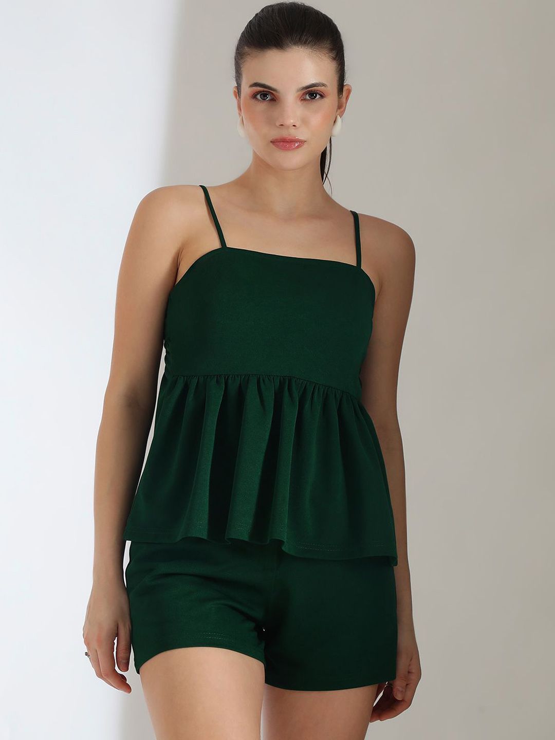 Kotty Green Square Neck Top With Short