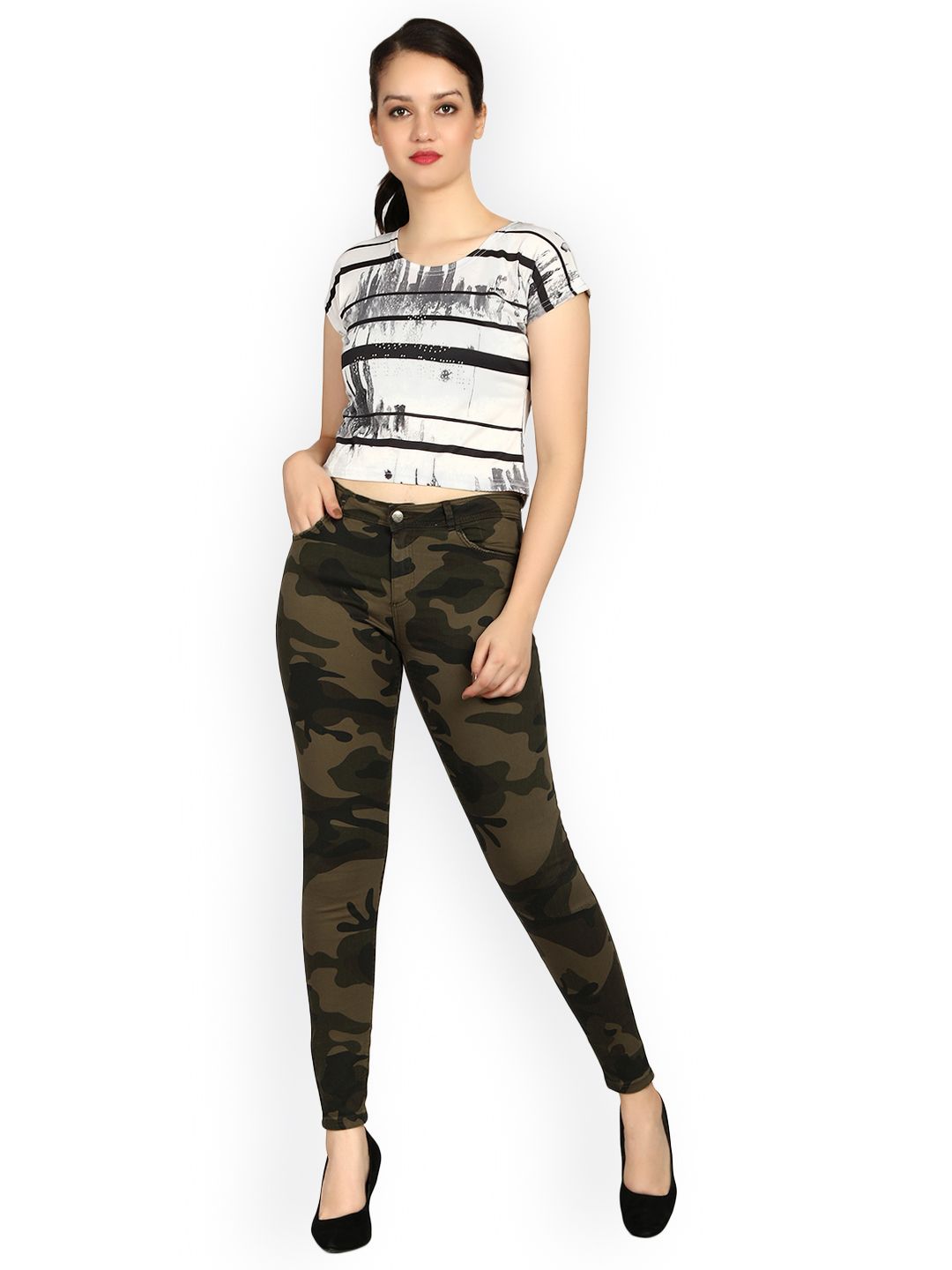 Kotty Women Green Skinny Fit High-Rise Clean Look Jeans