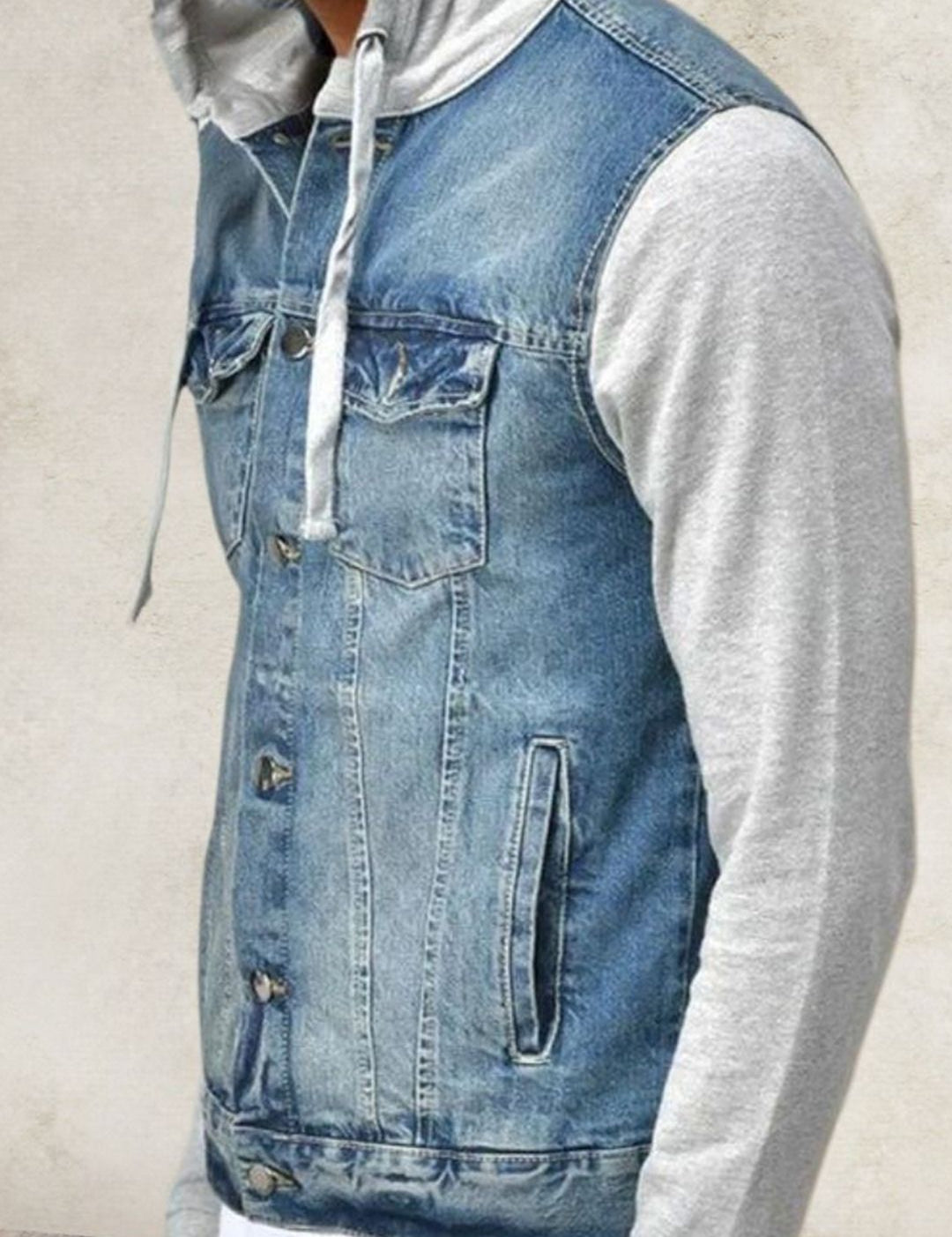 Kotty Men Hooded Solid Denim Jacket