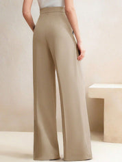 Kotty Women High-Rise Wide-Leg Pleated Korean Pants Trousers