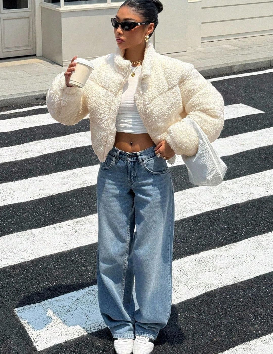 Kotty Women Woollen Crop Open Front Jacket