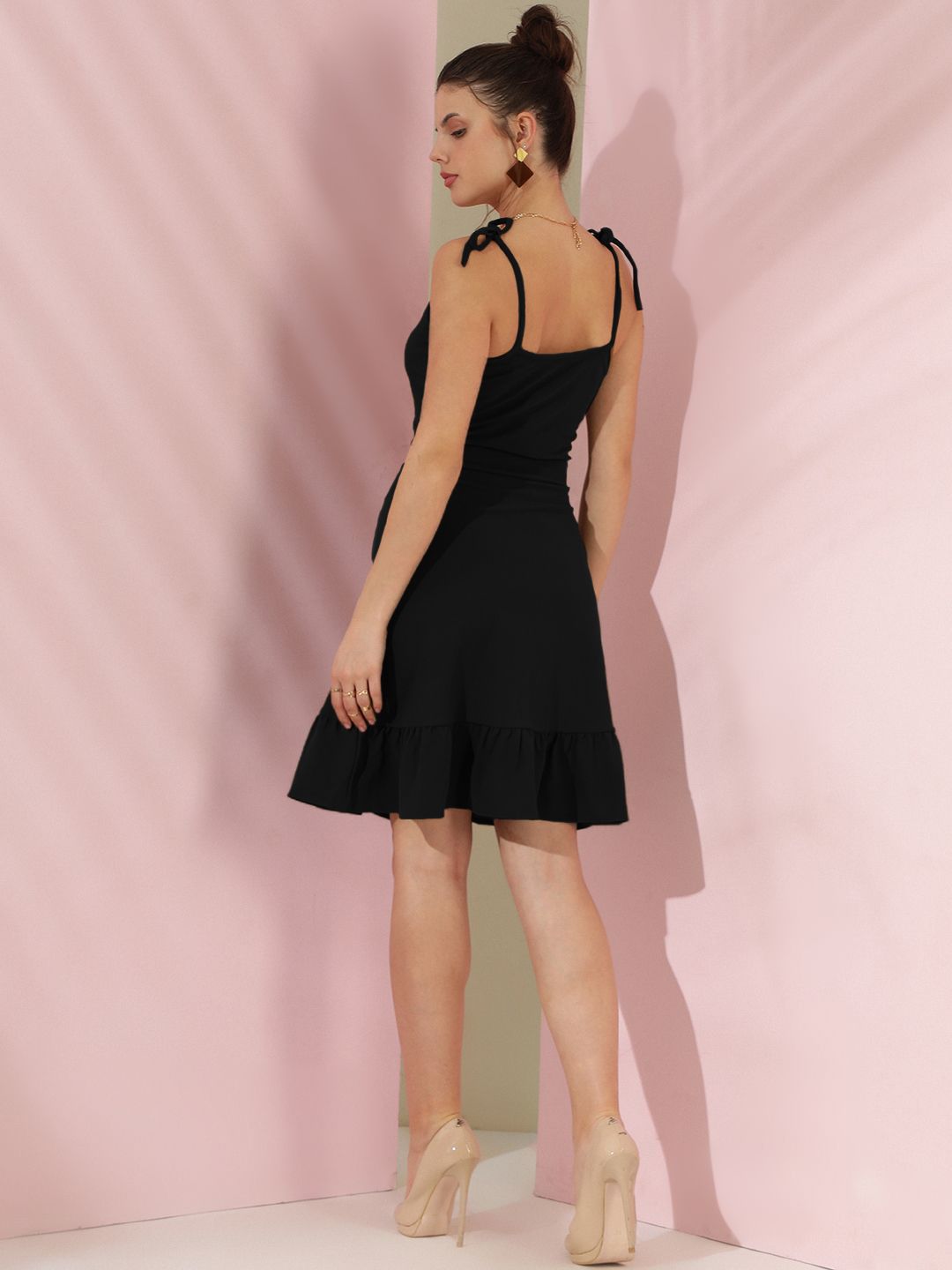 Kotty Shoulder Straps Solid A-Line Dress