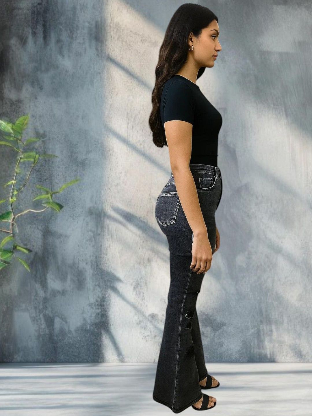 Kotty Women Bootcut High-Rise Highly Distressed Light Fade Stretchable Jeans