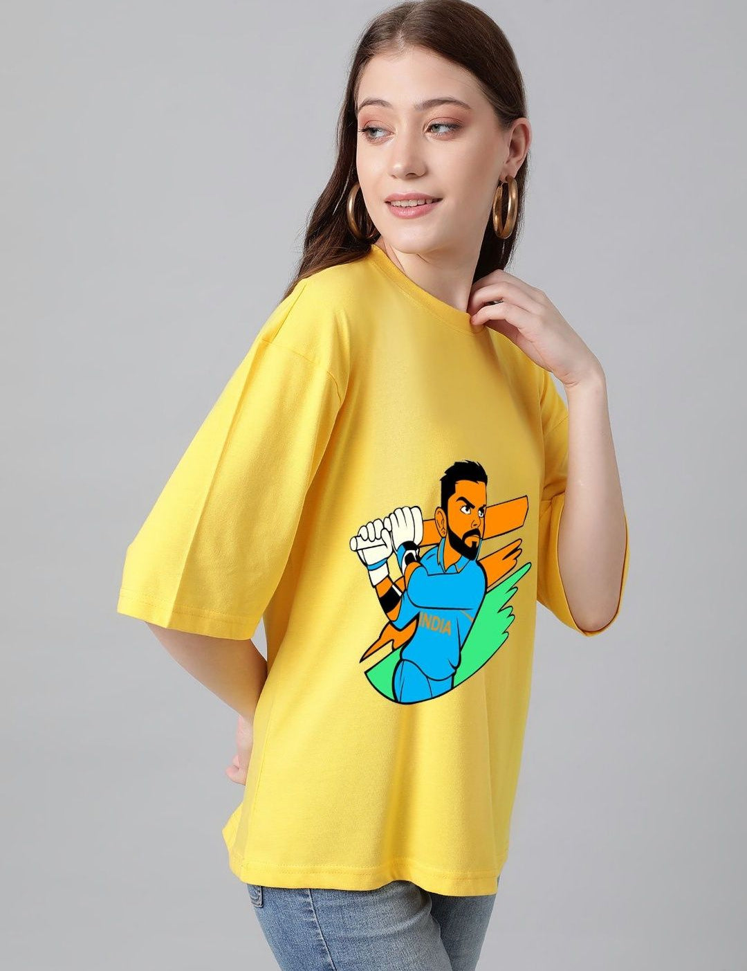 Kotty Women Graphic Printed Round Neck Cotton Oversized T-shirt