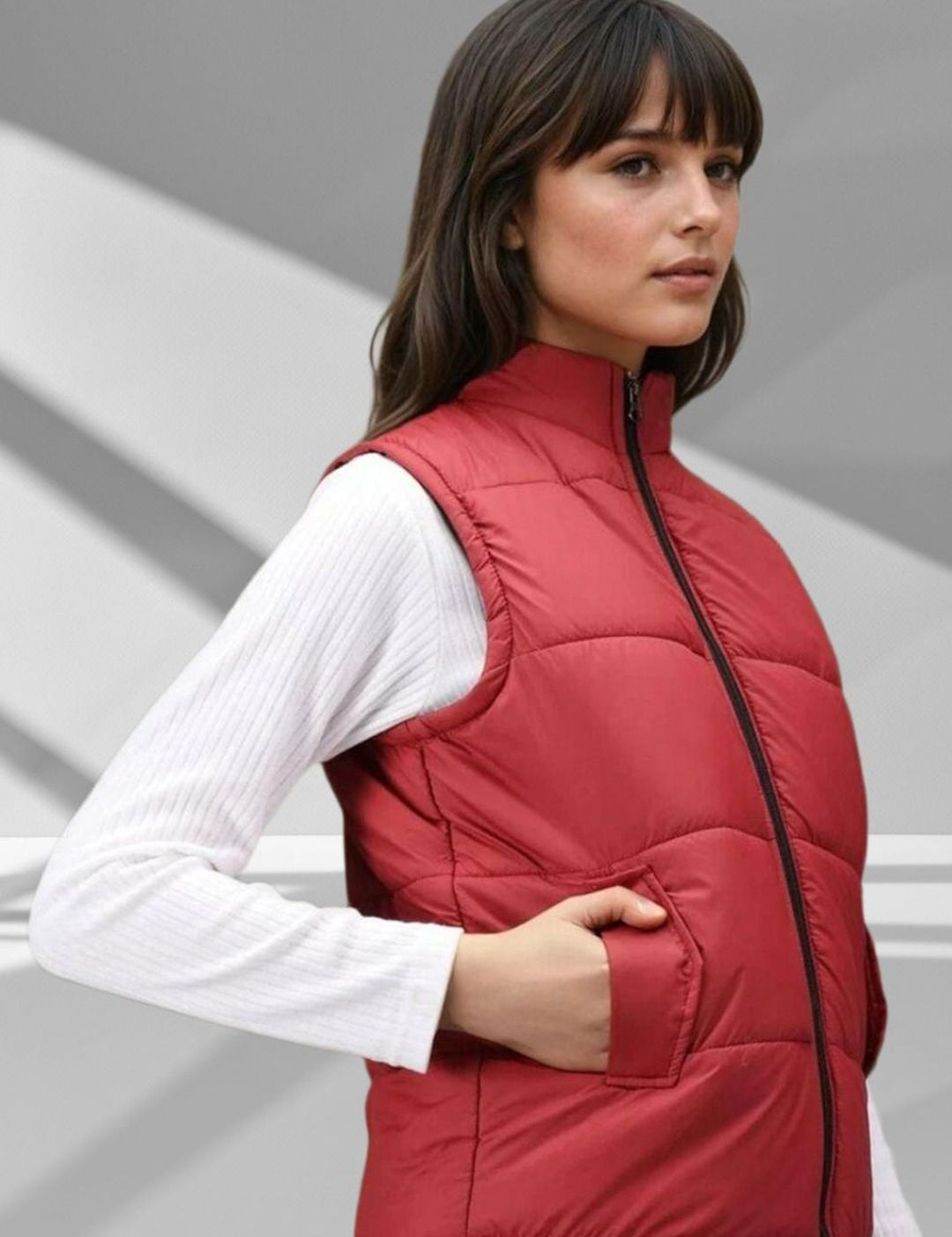 Kotty Women Stand Collar Solid Lightweight Puffer Jacket