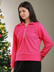 Kotty Women Shirt Collar Full Sleeve Sweatshirt