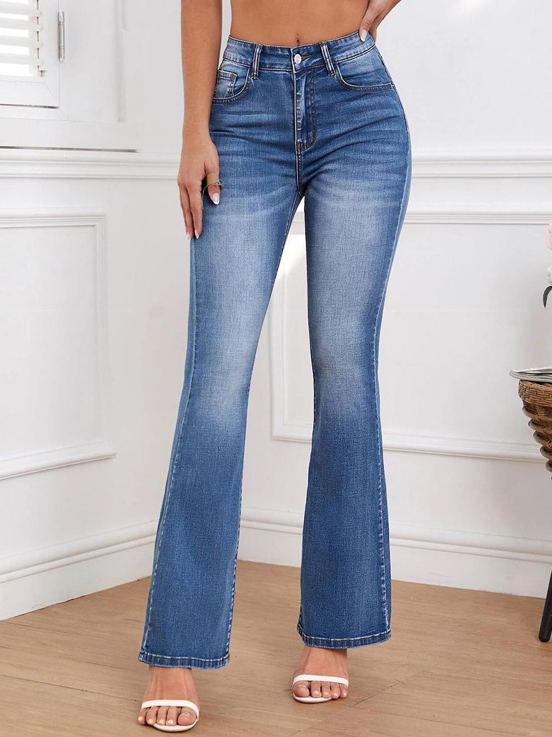 Kotty Women Bootcut High-Rise Cotton Stretchable Jeans
