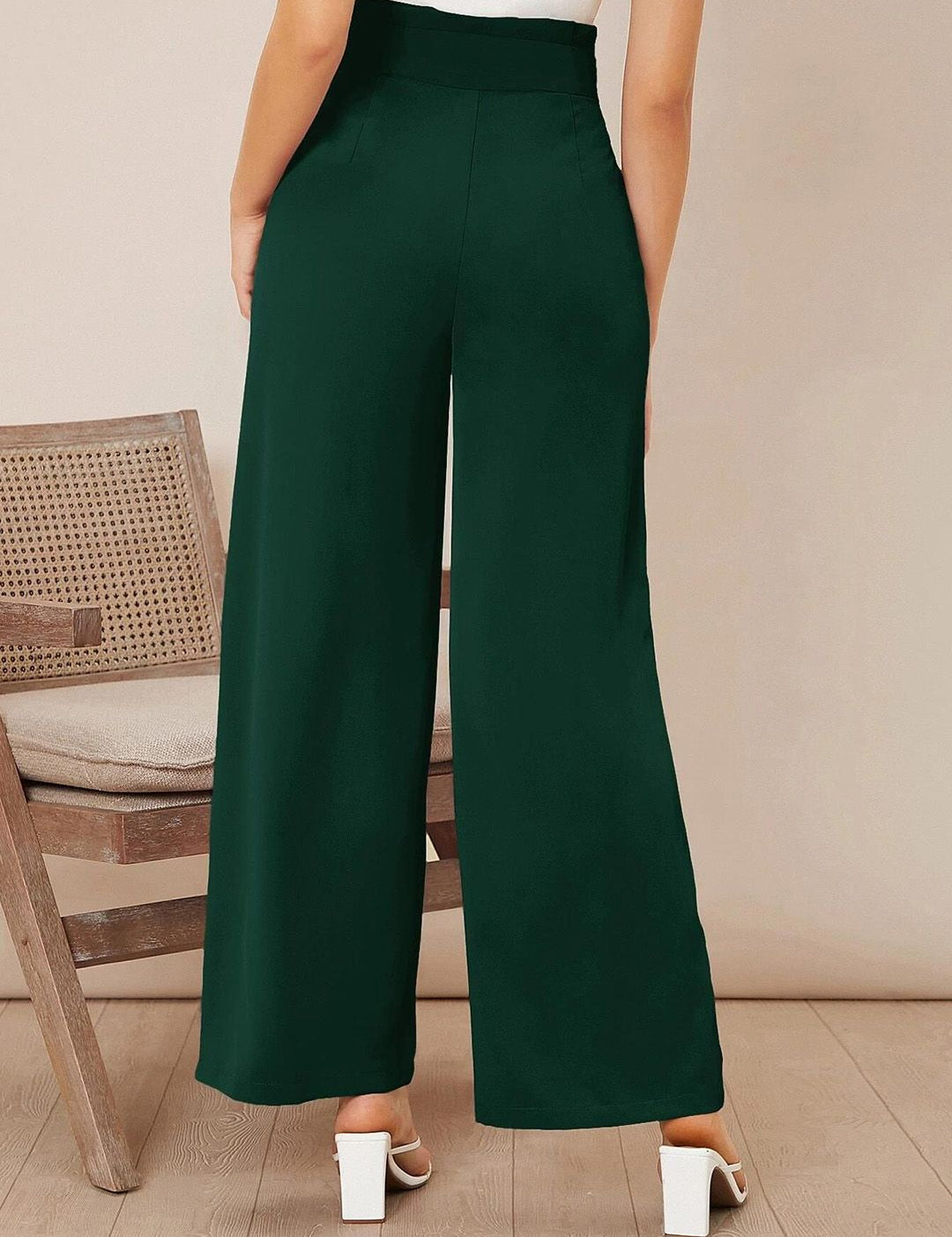 Kotty Women High-Rise Pleated Wide Leg Parallel Trousers