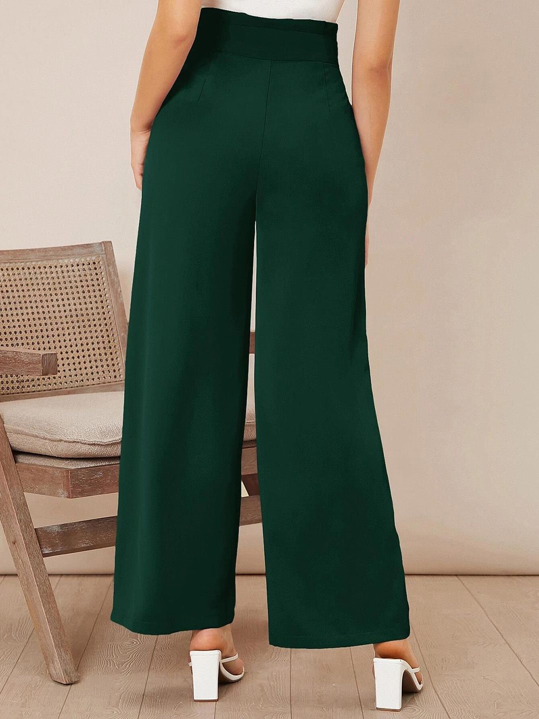 Kotty Women High-Rise Pleated Wide Leg Parallel Trousers