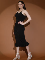 Kotty Women Solid Shoulder Straps Sleeveless Bodycon Dress