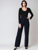 Kotty Black and Navy Blue Scoop Neck T-Shirt with Trousers