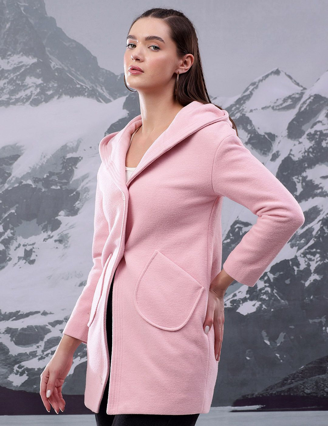 Kotty Women Shawl Collar Hooded Overcoat