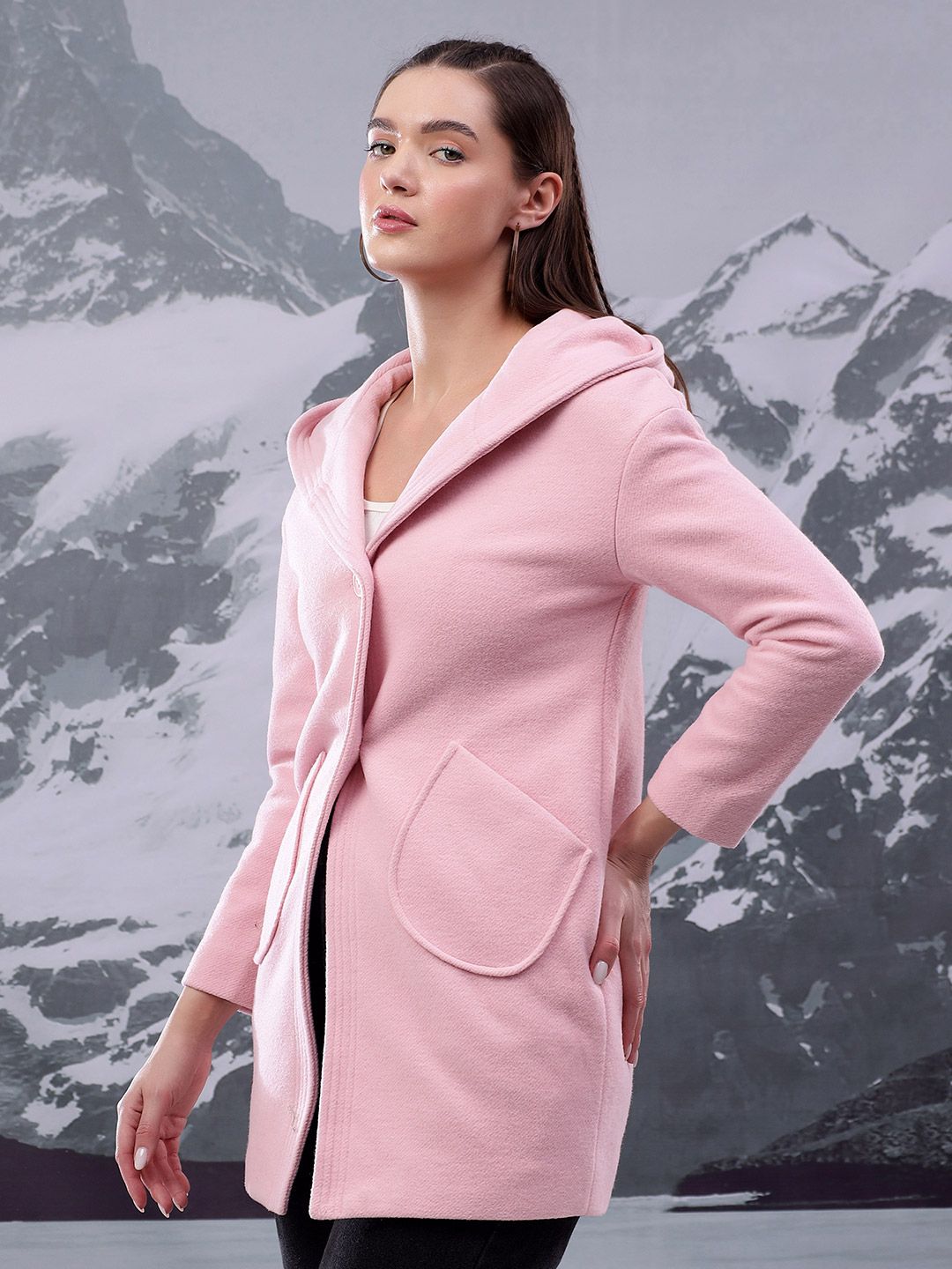 Kotty Women Shawl Collar Hooded Overcoat